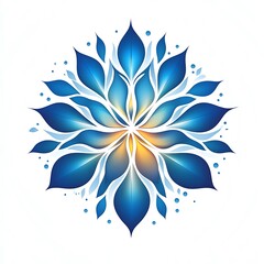 Fototapeta premium Blue And Yellow Petal Mandala Photo With White Background Design Element