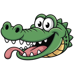 Highly vector A green crocodile Head with a mouth open and a white background
