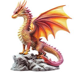 Fiery Dragon Statue on a Rocky Perch