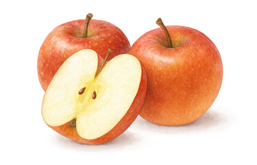 りんごのイラスト 水彩 白バック