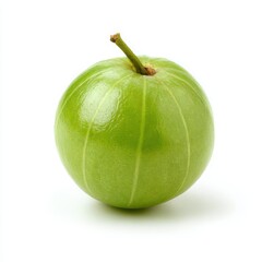 Single amla fruit close up view on white background