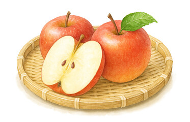 イラスト りんご 水彩 白バック