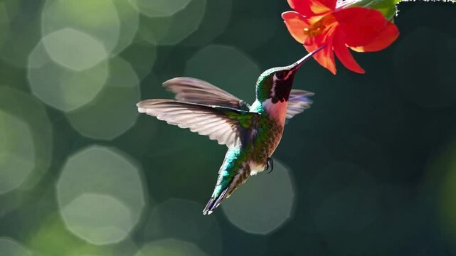 hummingbird feeding on flower