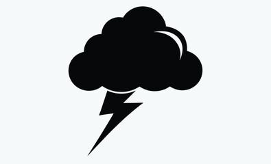 Storm cloud silhouette, Cloud icon with thunderstorm, Dramatic Thundercloud with Rain vector illustration 