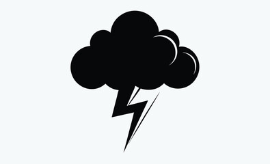 Storm cloud silhouette, Cloud icon with thunderstorm, Dramatic Thundercloud with Rain vector illustration 