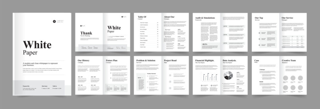 Whitepaper Template or Whitepaper Brochure Layout Design.