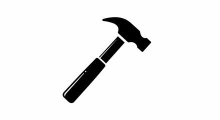 Hammer Tool Black Silhouette on White Background