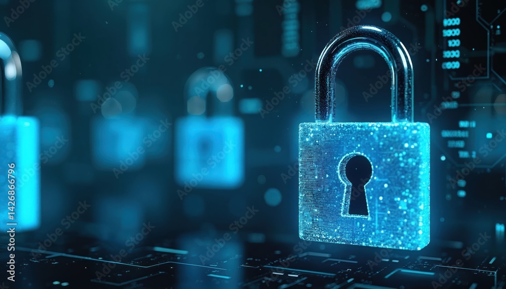 Leinwandbilder digital security concept with padlocks on digital background. cyber safety, data protection, online 