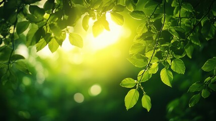A serene green natural landscape with ample light, capturing the essence of tranquility and vibrant vegetation.