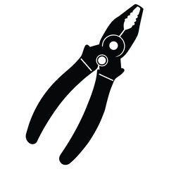 Isolated Black Vector insulated pliers on white background 