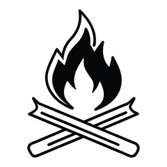 Campfire Camping Elements Vector Silhouette outline 