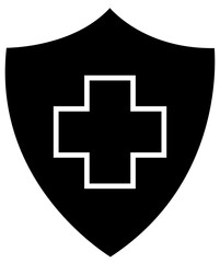 Medical Shield Icon Representing Health Protection and Security – Transparent Background.