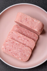 Canned ham, meat, pork, with spices and salt