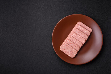 Canned ham, meat, pork, with spices and salt