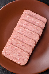 Canned ham, meat, pork, with spices and salt