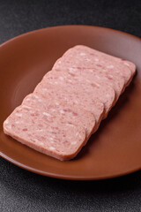 Canned ham, meat, pork, with spices and salt