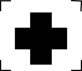 Medical Cross Icon within Focus Frame for Targeted Health Services – Transparent Background.