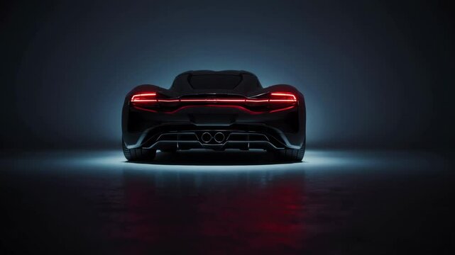 Sleek hypercar rear view with dynamic led taillights in motion
