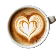 Heart latte art in a ceramic mug