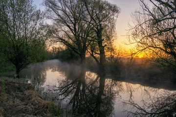 Fototapeta premium sunrise over the lake