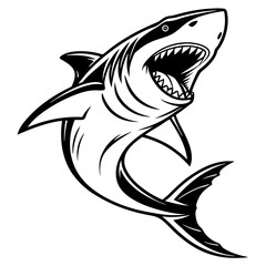 shark vector illustration Dramatic Shark Illustration with Sharp Teeth.