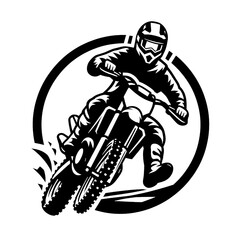 extreme motocross adventure bold black and white vector design