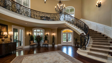 luxury hotel room with staircase