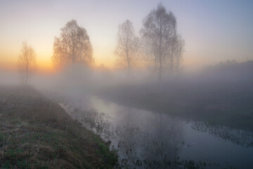 Fototapeta premium morning mist over the river