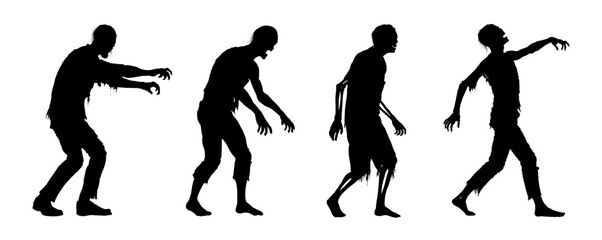 Set of zombie silhouette – vector illustration
