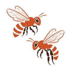Two Honey Bees In Flight With Intricate Wing Patterns Isolated On A White Background Digital Illustration Graphic Resource