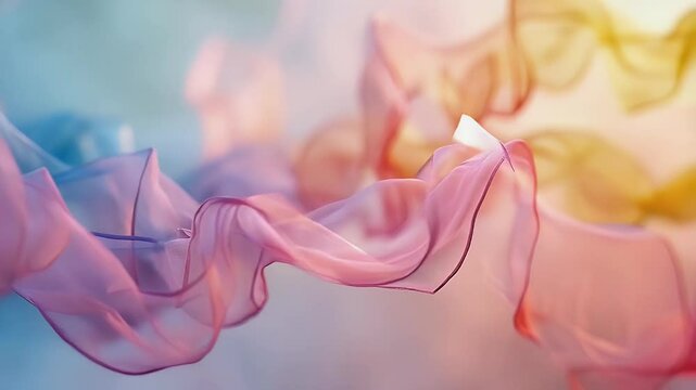 Abstract silk fabric flowing background 4k video. Soft pastel waves, colorful airy motion, elegant dreamy texture animation.