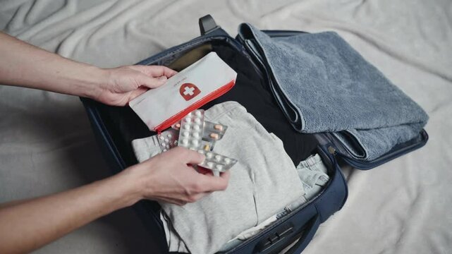 When planning a trip, efficiently organize your suitcase with essentials like medications, a first aid kit, and suitable clothing for health and safety during your journey