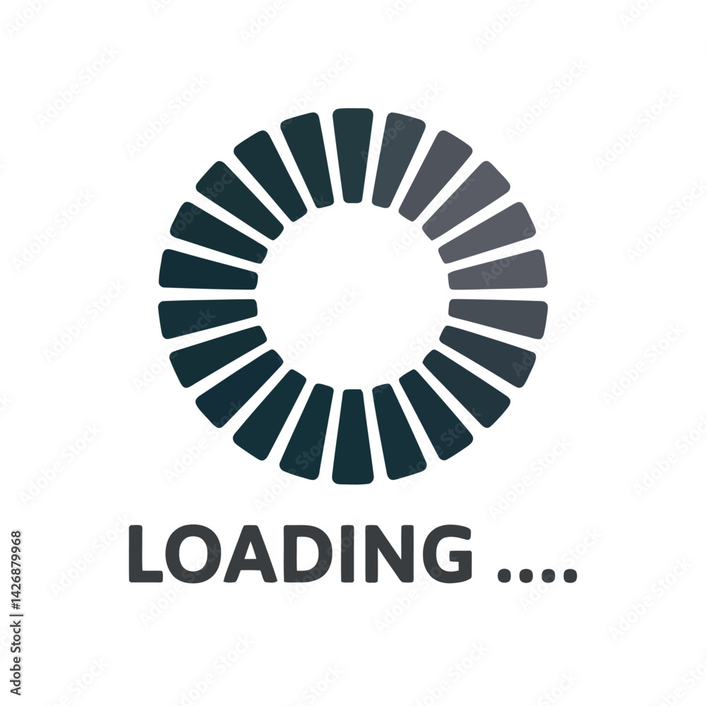Fototapete Circular Loading Icon With Dashed Segments Depicting Progress Indicator On A Clean White Background Showing Completion Process
