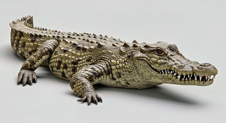 Naklejka premium Large Crocodile Alligator Isolated Transparent Background PNG Reptile Predator Wildlife Cut Out Animal