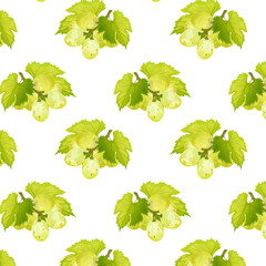 Seamless pattern grape branch.For sticker and t shirt design, posters, logos, labels, banners, stickers,bottle product package, cuisine cooking or salad, etc