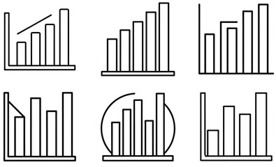 Black Bar Chart Icons for Data Visualization