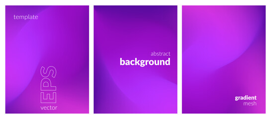 Abstract liquid background set. Gradient mesh. Effect bright color blend. Blurred fluid colorful mix. Modern design template for web covers, ad banners, posters, brochures, flyers. Vector EPS