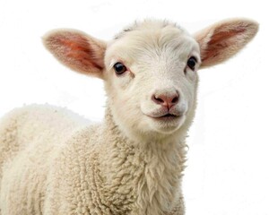 Fototapeta premium Adorable Lamb Illustration: Cute Woolly Face with Ears and Eyes