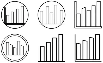 Black Bar Chart Icons for Data Visualization