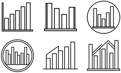 Black Bar Chart Icons for Data Visualization