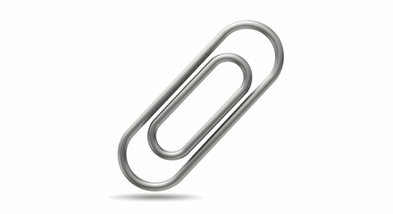 Isolated Paper Clip Illustration Silver Metallic Finish