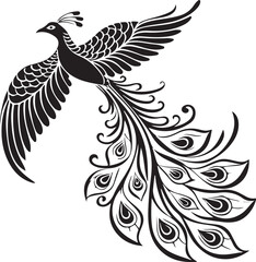 Obraz premium grey peacock pheasant silhouette vector