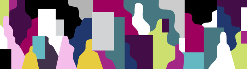 
People society modern psychology mental health abstract illustration , multicolored silhouettes vector background