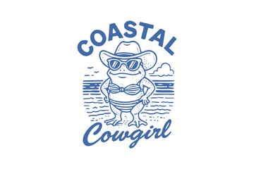Coastal Cowgirl, Vintage Summer Animals SVG T Shirt Design