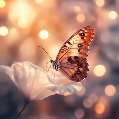 Bright butterfly glowing in moody blackness high resolution picture