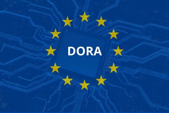 DORA (Digital Operational Resilience Act) introduced by the European Union. Ensures digital stability in financial systems and services. Concept.