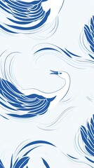 Chinese swan wings pattern white line.