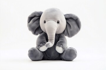 Soft toy elephant isolated on white background, generated AI