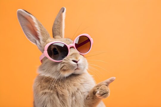 Cool Bunny in Pink Sunglasses &ndash; Playful Rabbit Portrait