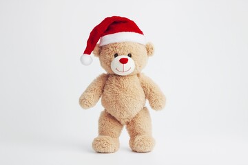 Teddy bear with Christmas hat, generated AI